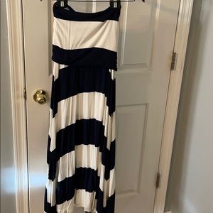 navy and white dress